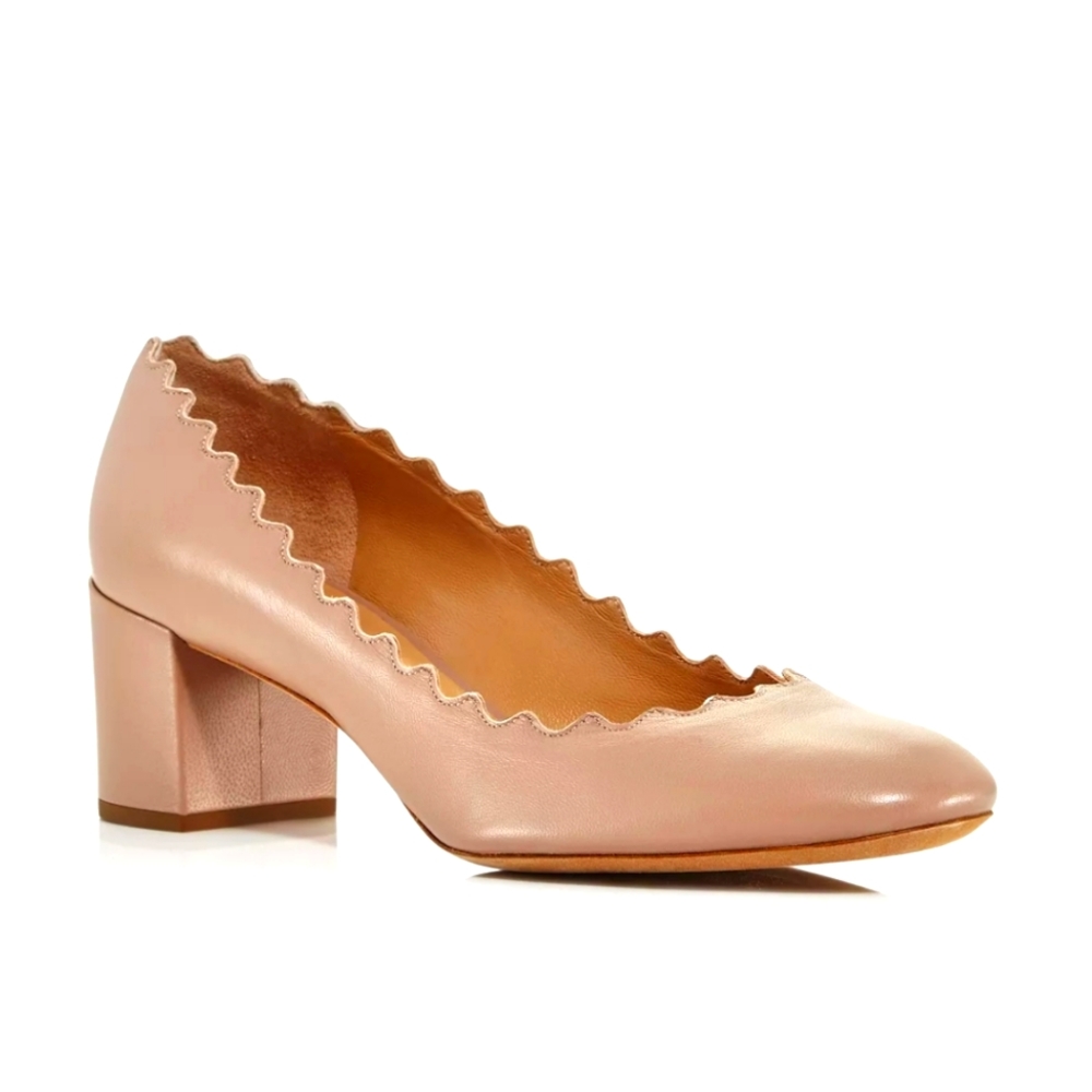 Chloé Lauren Scalloped Block Heel Pumps